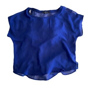 Royal Blue Short Sleeve Sheer Top